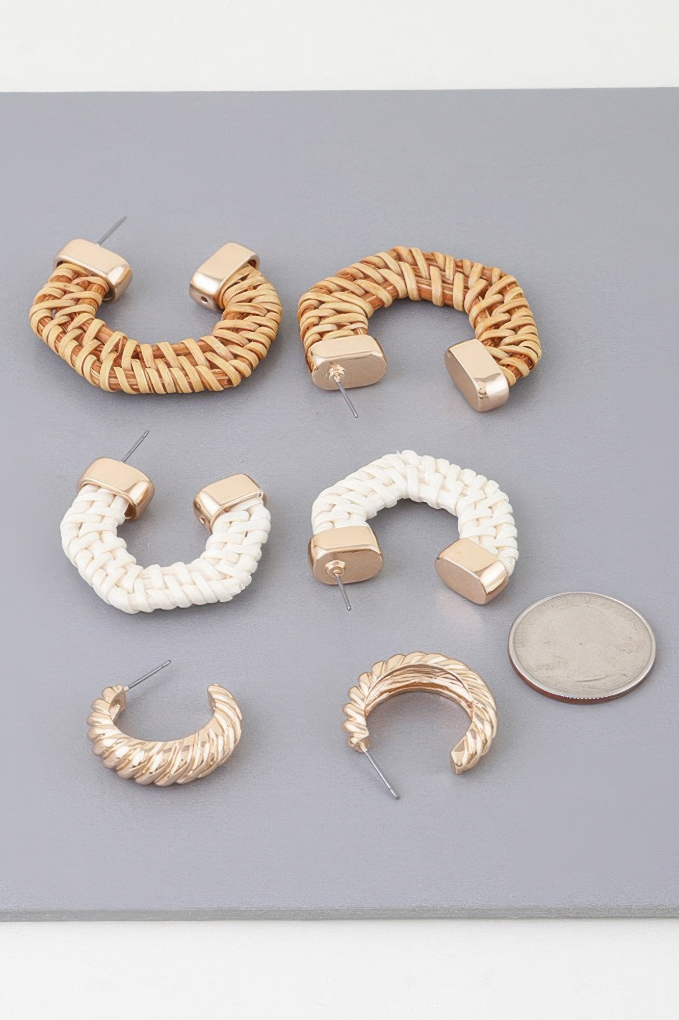 Multi Geometric Weaved Hoop Earrings Set