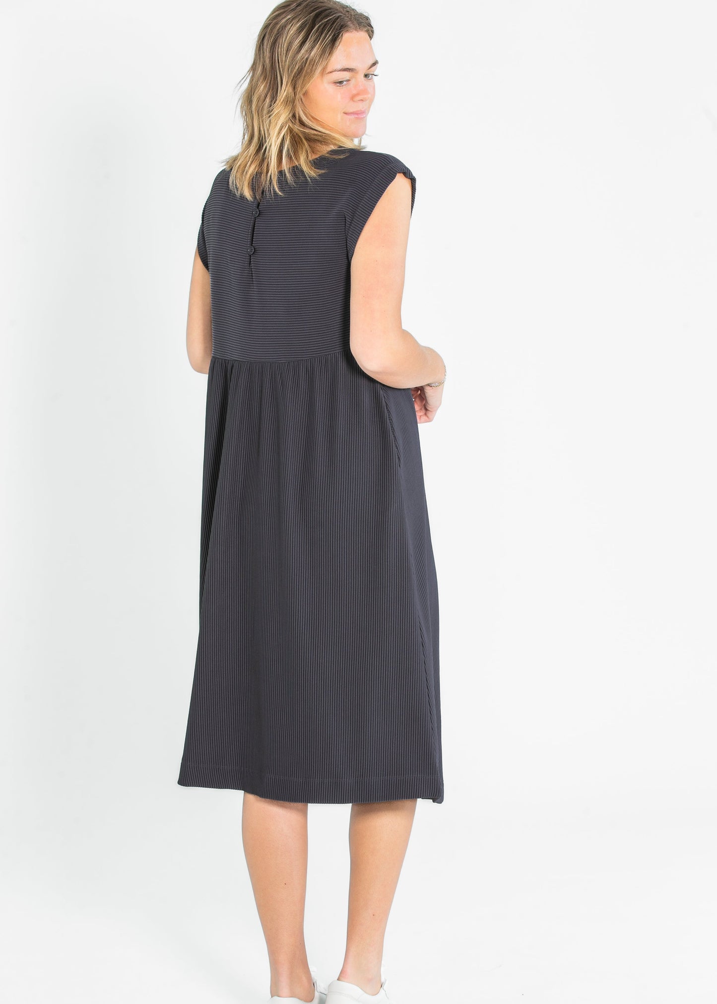 Olivia A-line Solid Midi Dress