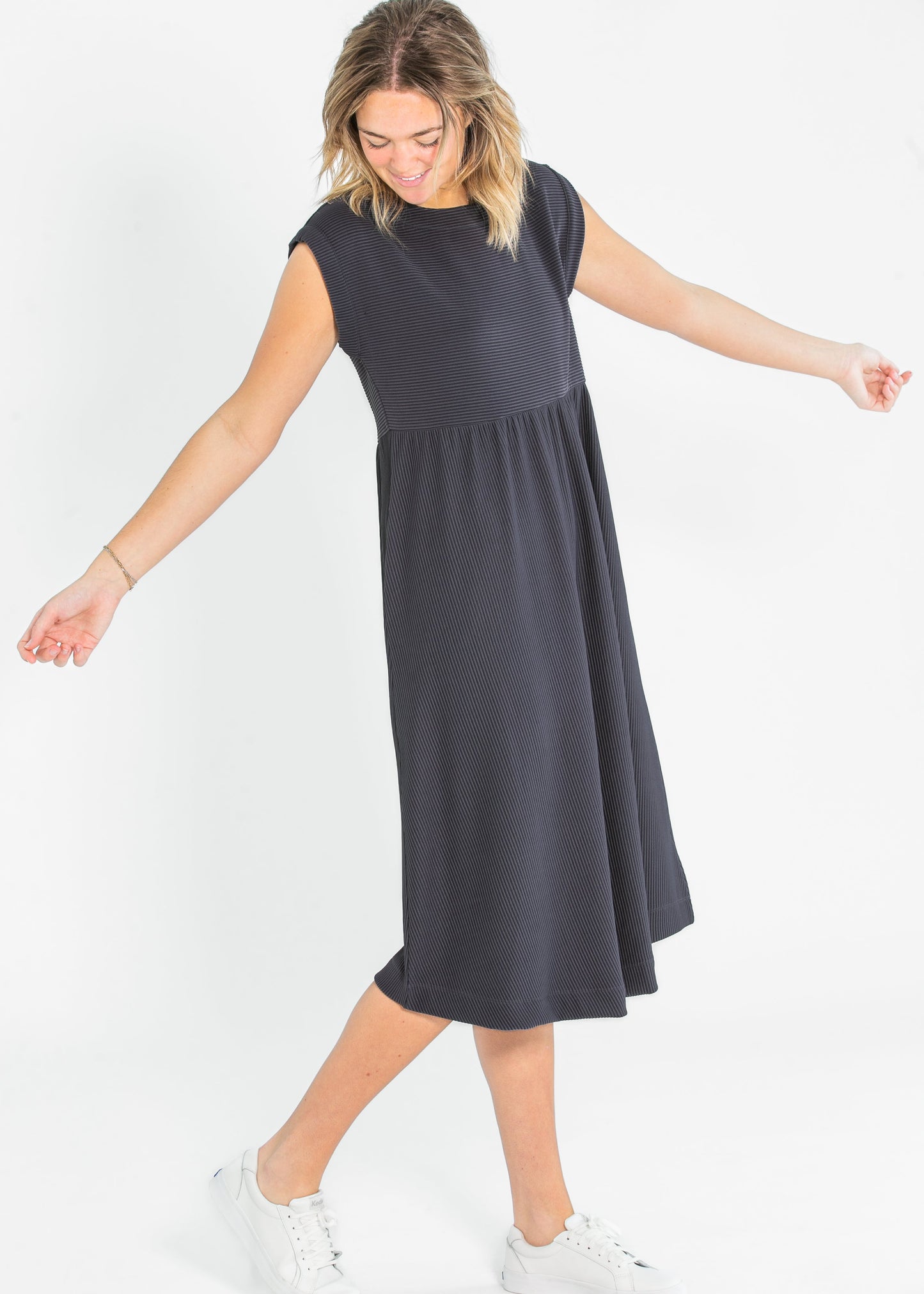 Olivia A-line Solid Midi Dress