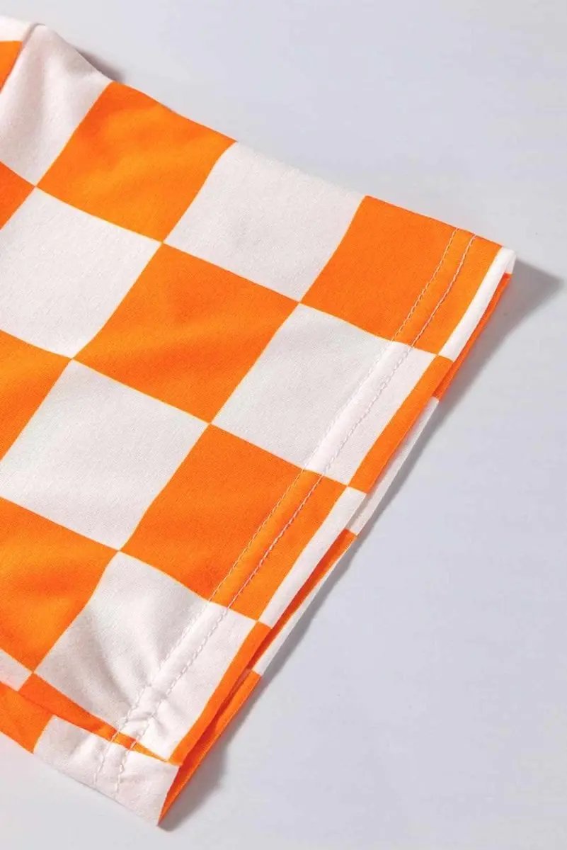 T-Shirts Love Salve Orange Checkerboard Women's Lounge Set Home Casual Comfy Short Set