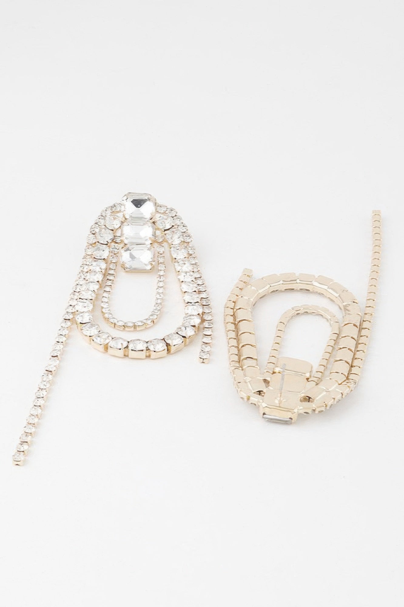 Oval Rhinestone Fringe Earrings