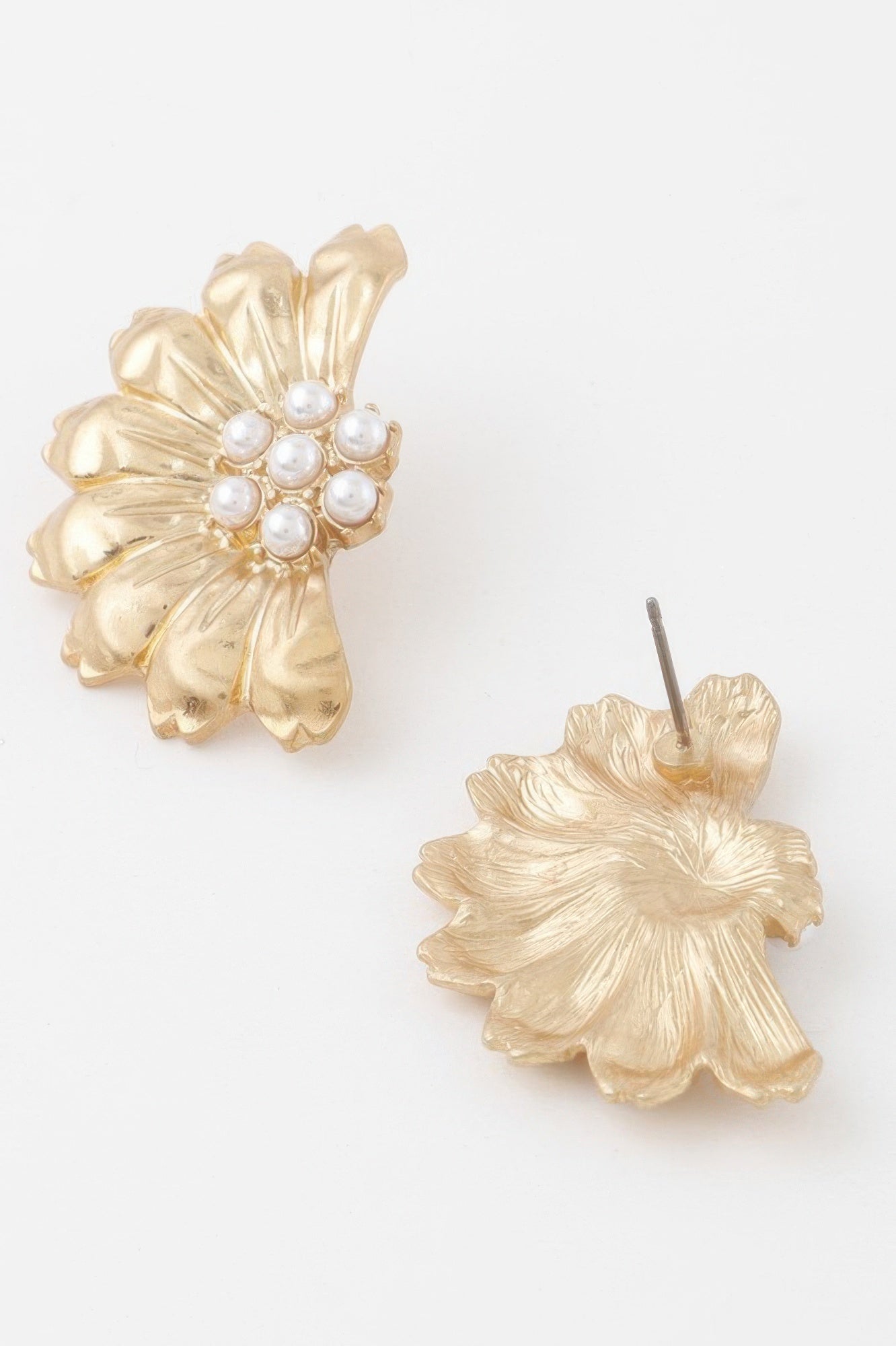 Pearled Half Flower Earrings