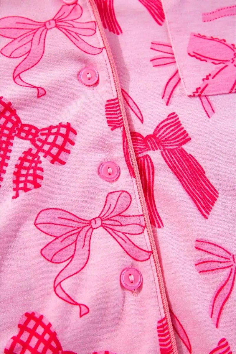 Pants Love Salve Pink Bow Pajama Set Women's Loungewear Cute, Soft Sleepwear