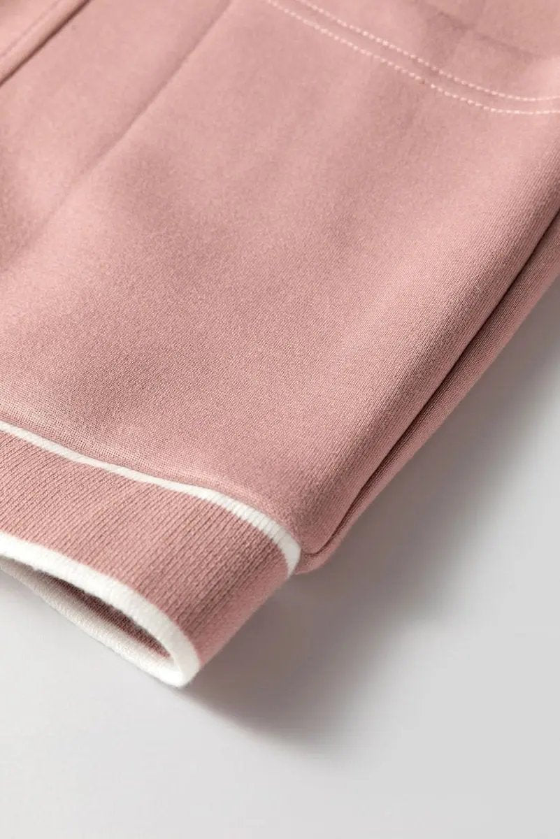 Sweaters Love Salve Pink Striped Cardigan Women's Daily Wear Knitwear: Oversized & Pockets