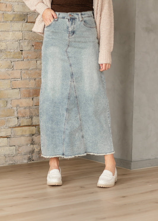 Piper A-line Long Denim Maxi Skirt