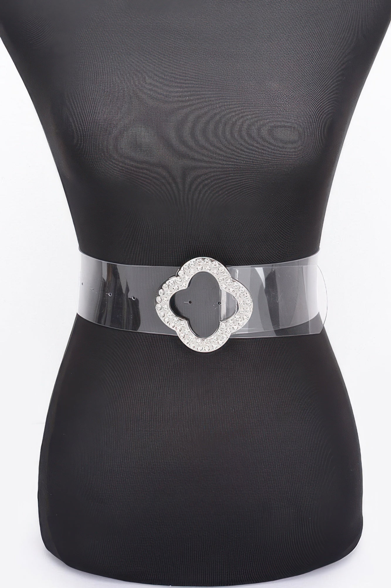 Rhinestone Metal Buckle Clear Belt