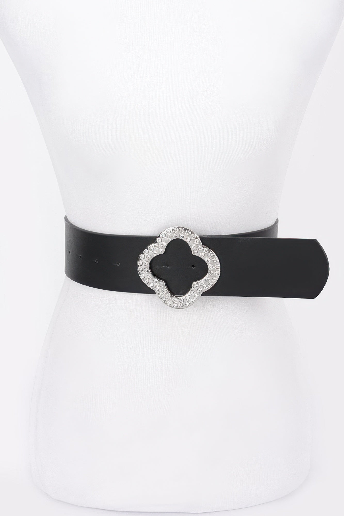 Rhinestone Metal Buckle Metallic Stretch Belt