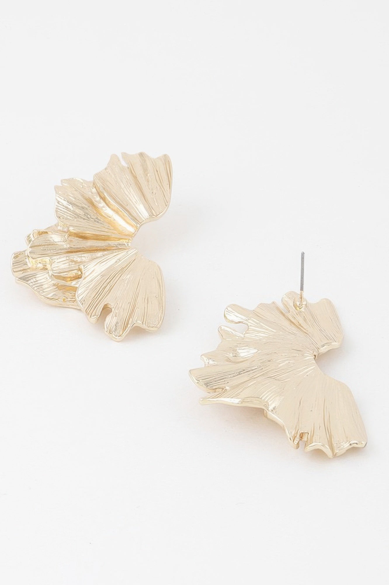 Sculptural Flower Gold Drop Earrings
