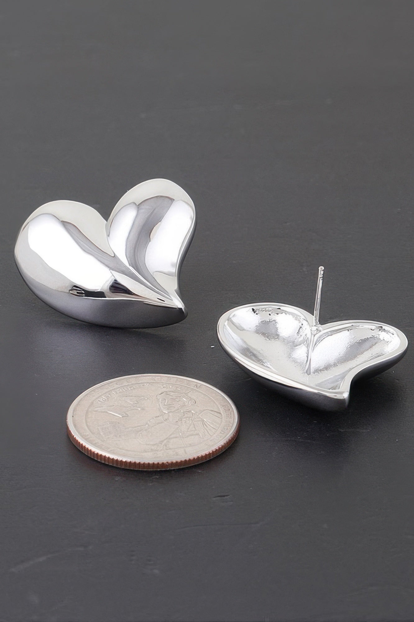 Shiny Twin Hearts Earrings