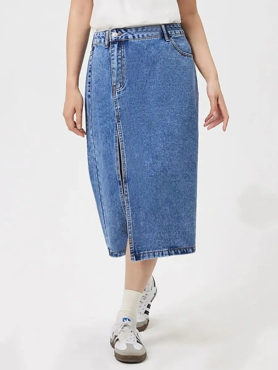 Trendsi Denim Midi Skirt With Pockets — Casual Versatile Style