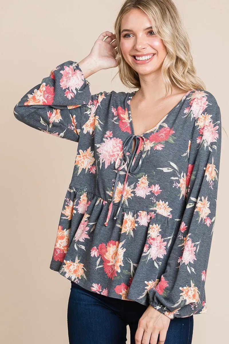 Accessories Trendsi Floral Babydoll Women's Long Sleeve Blouse USA Shipped Shirt