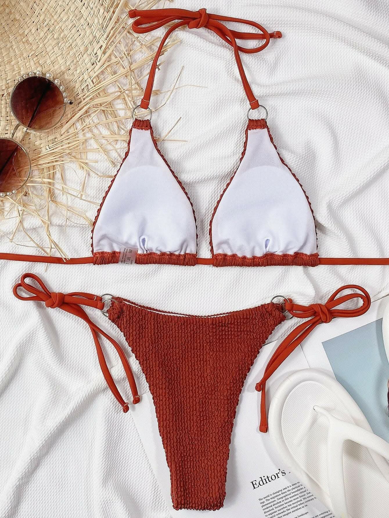 Trendsi Halter Bikini Set With Tie Sides — Chic Swimwear