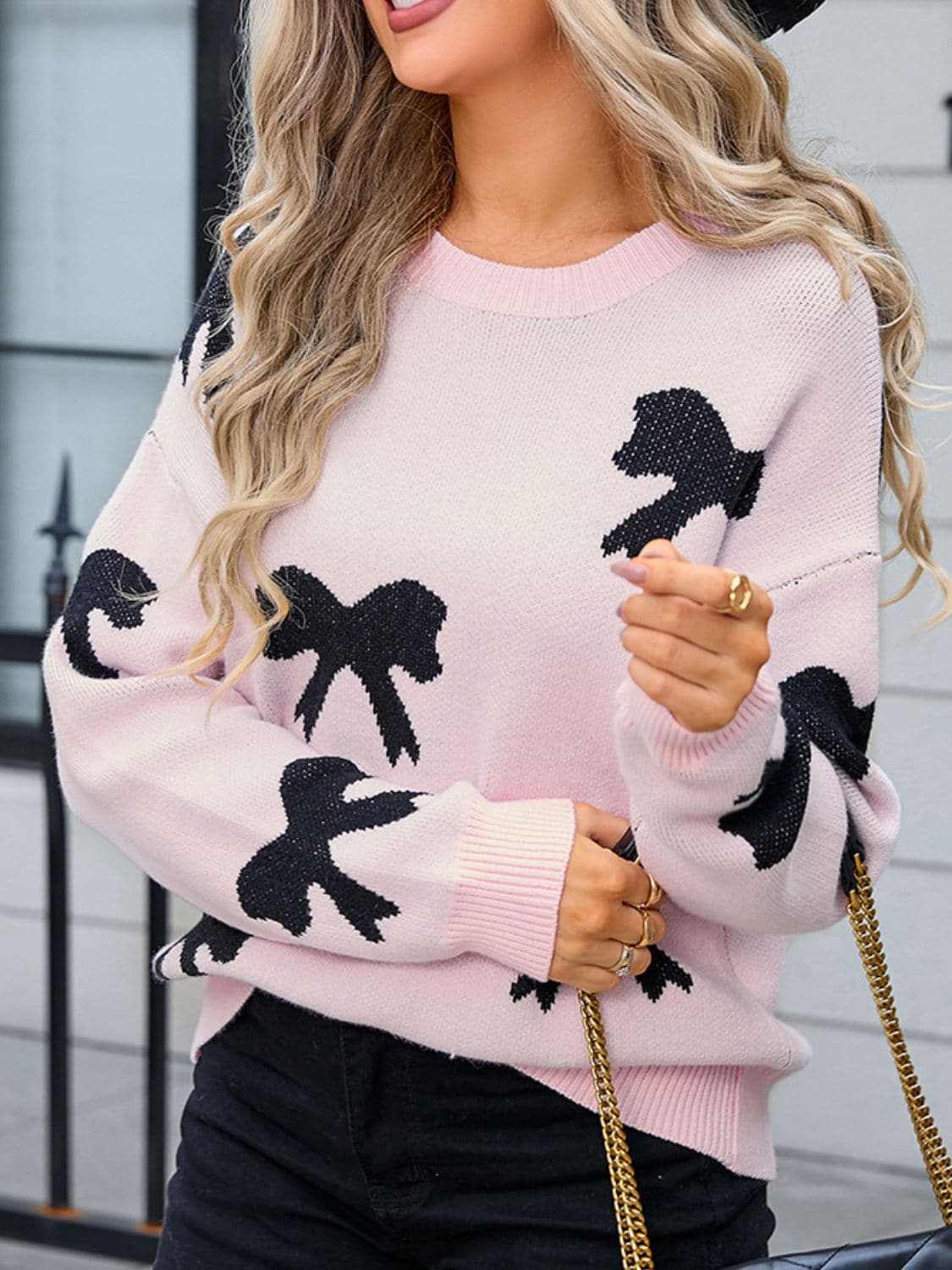 Sweaters Trendsi Cozy Knit Sweater with Bow Neck