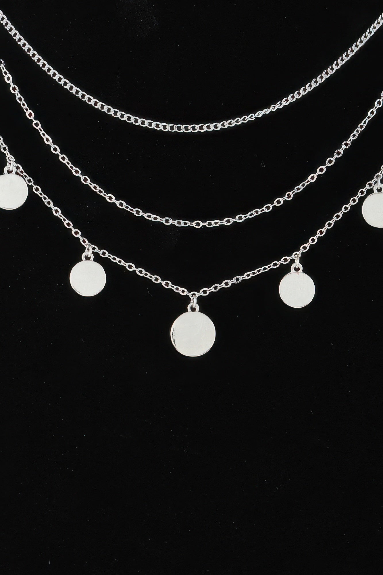 Triple Round Charm Chain Necklace