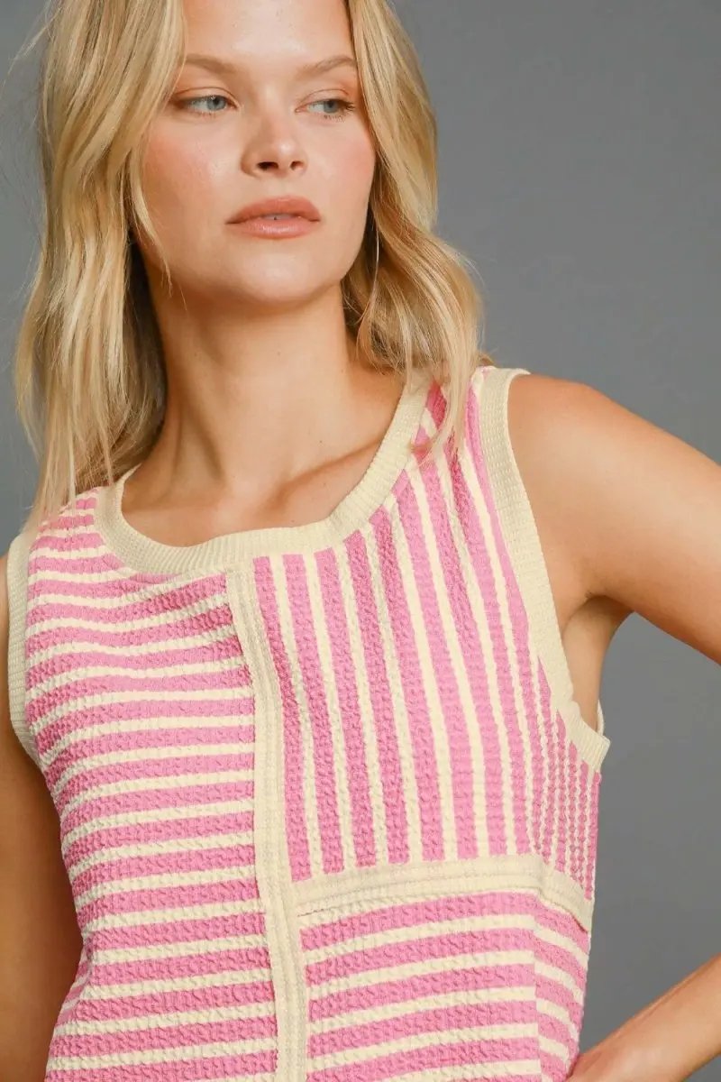 T-Shirts Trendsi Umgee Striped Tank Women's Casual Top USA Shipped