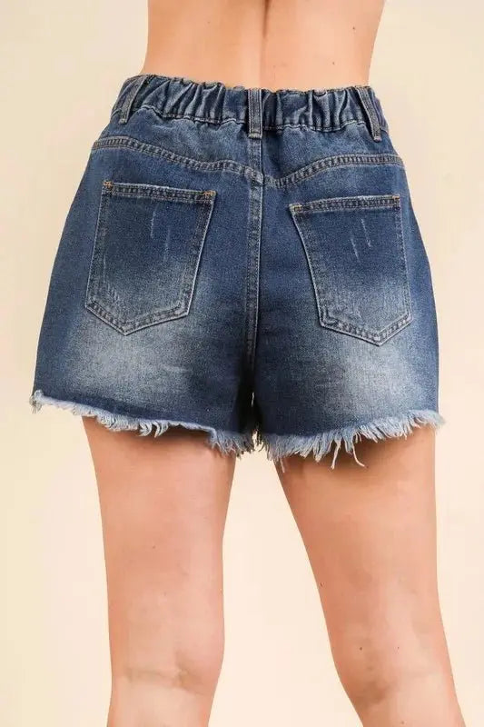 Women's Denim Shorts Raw Hem Washed | Trendsi