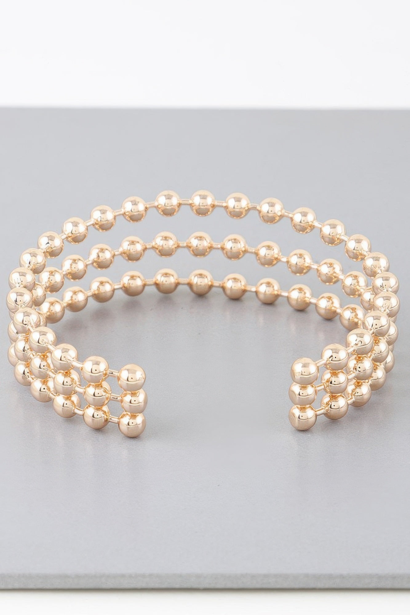 Wide Triple Beaded Cuff Bracelet