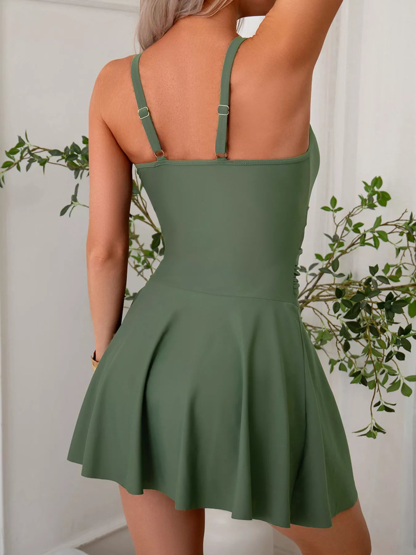 Mesh Panel Scoop Neck One Piece Swimsuit