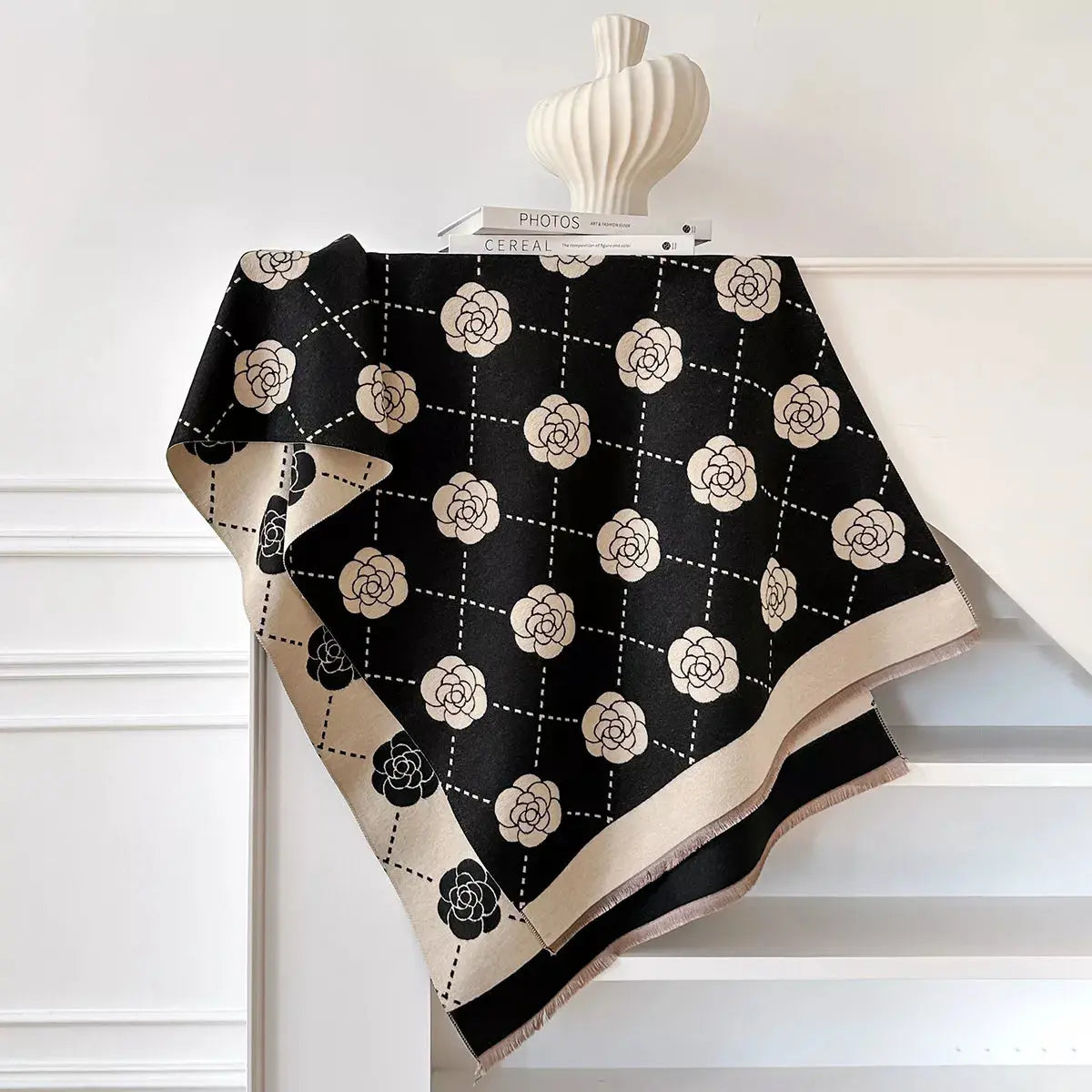 Floral Raw Hem Womens Scarf