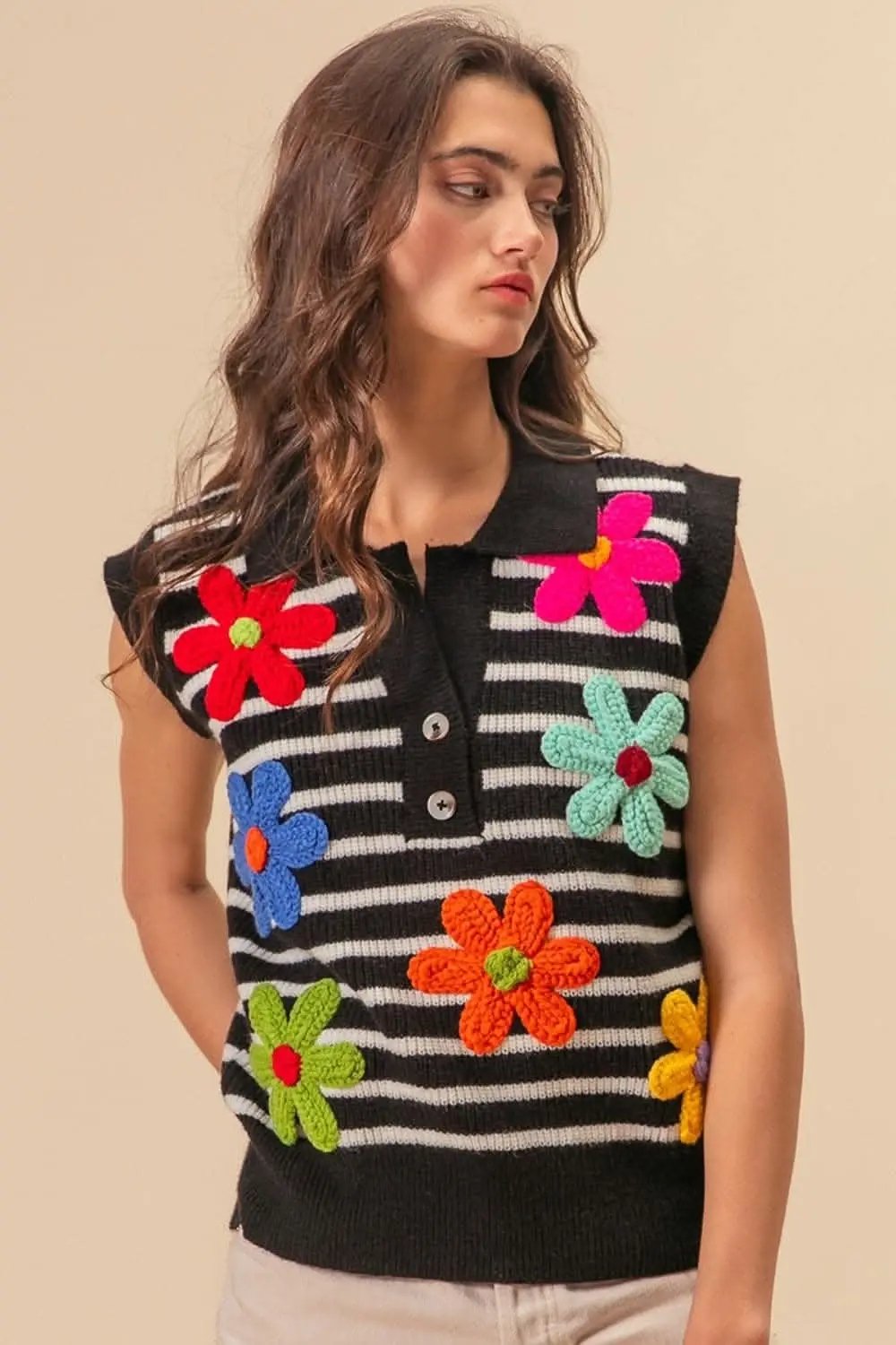 Sweaters Trendsi Striped Sweater Vest Women's Layering Knit Top - Soft, USA Shipped
