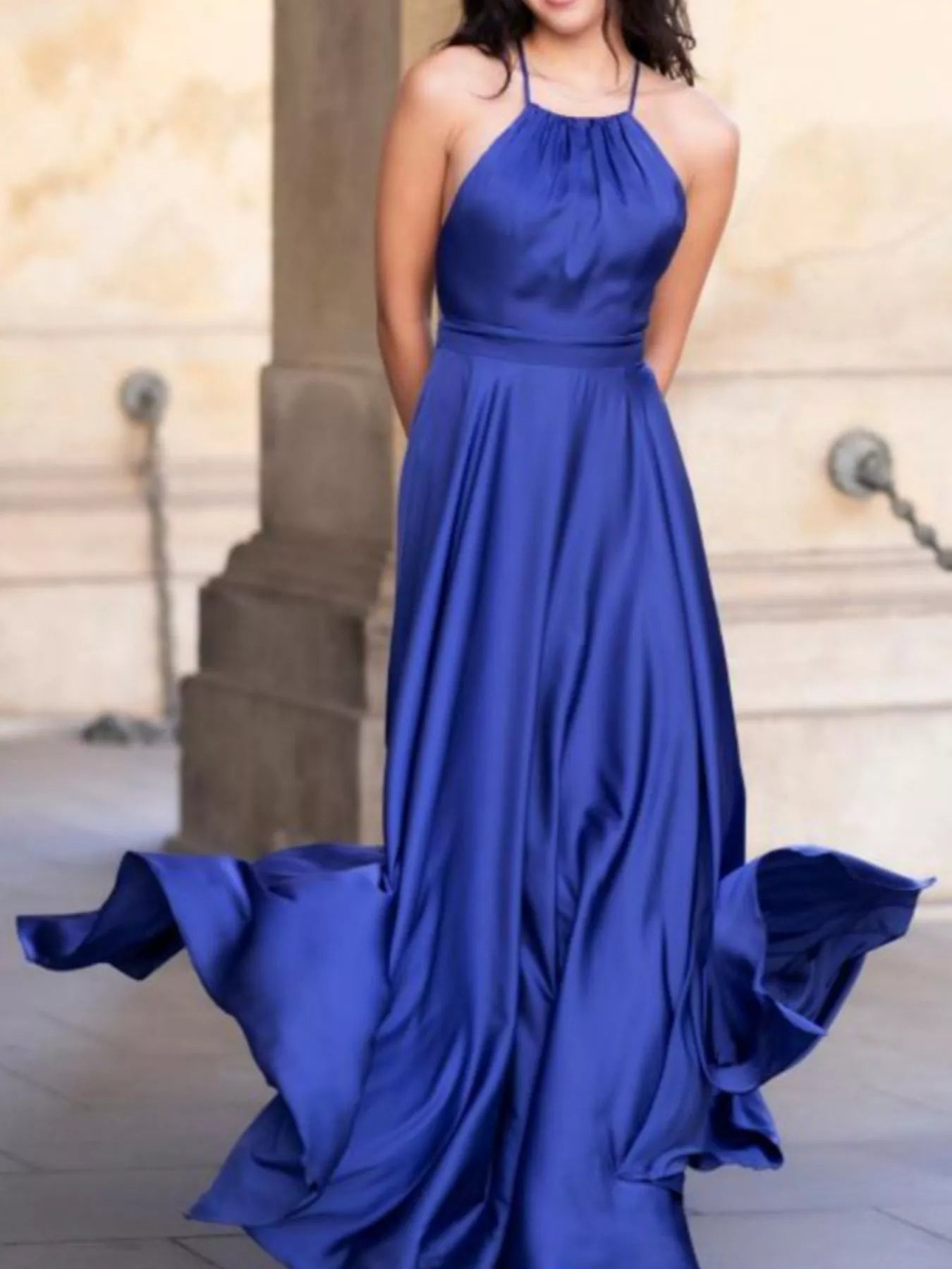 Elegant Backless Halter Slit Maxi Dress