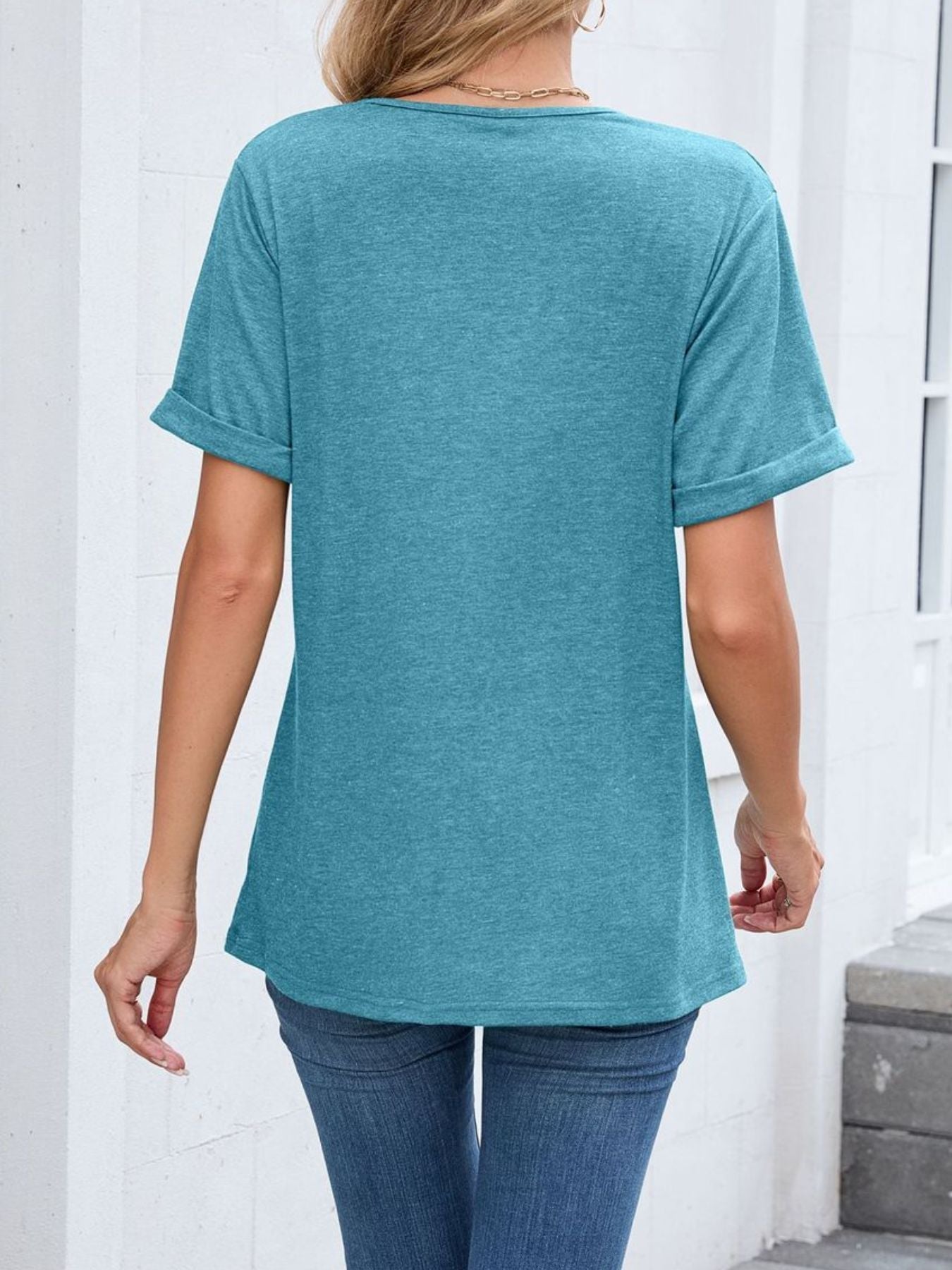 Casual V Neck Short Sleeve T Shirt