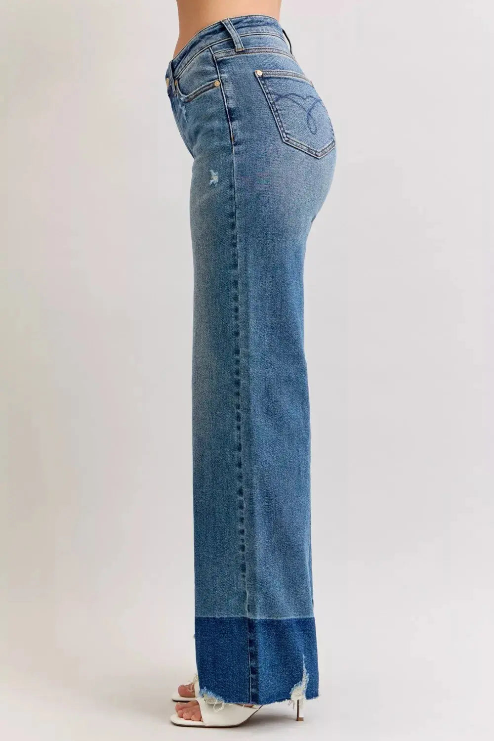 Judy Blue Jeans - Raw Hem High Waist Column Straight Jeans