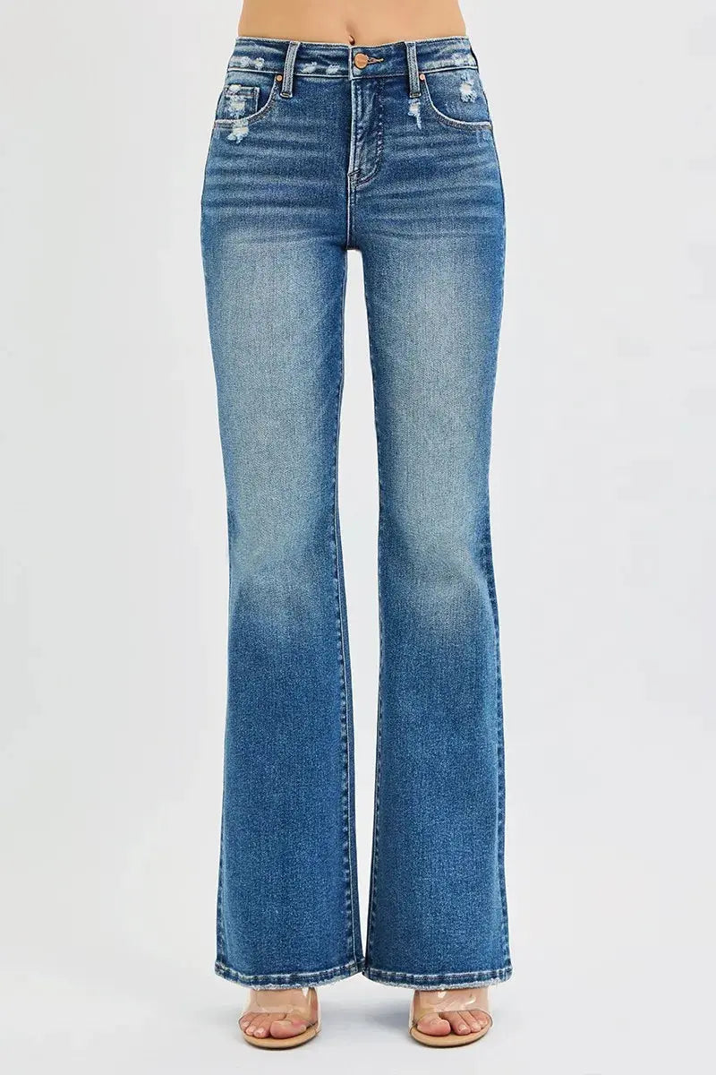 RISEN Jeans - Plus Size Tummy Control High Rise Flare Jeans