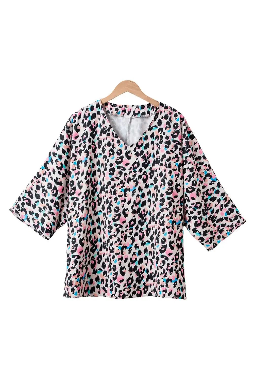 Love Salve Women's Plus Size Batwing Blouse Brown Leopard — Western Summer Top