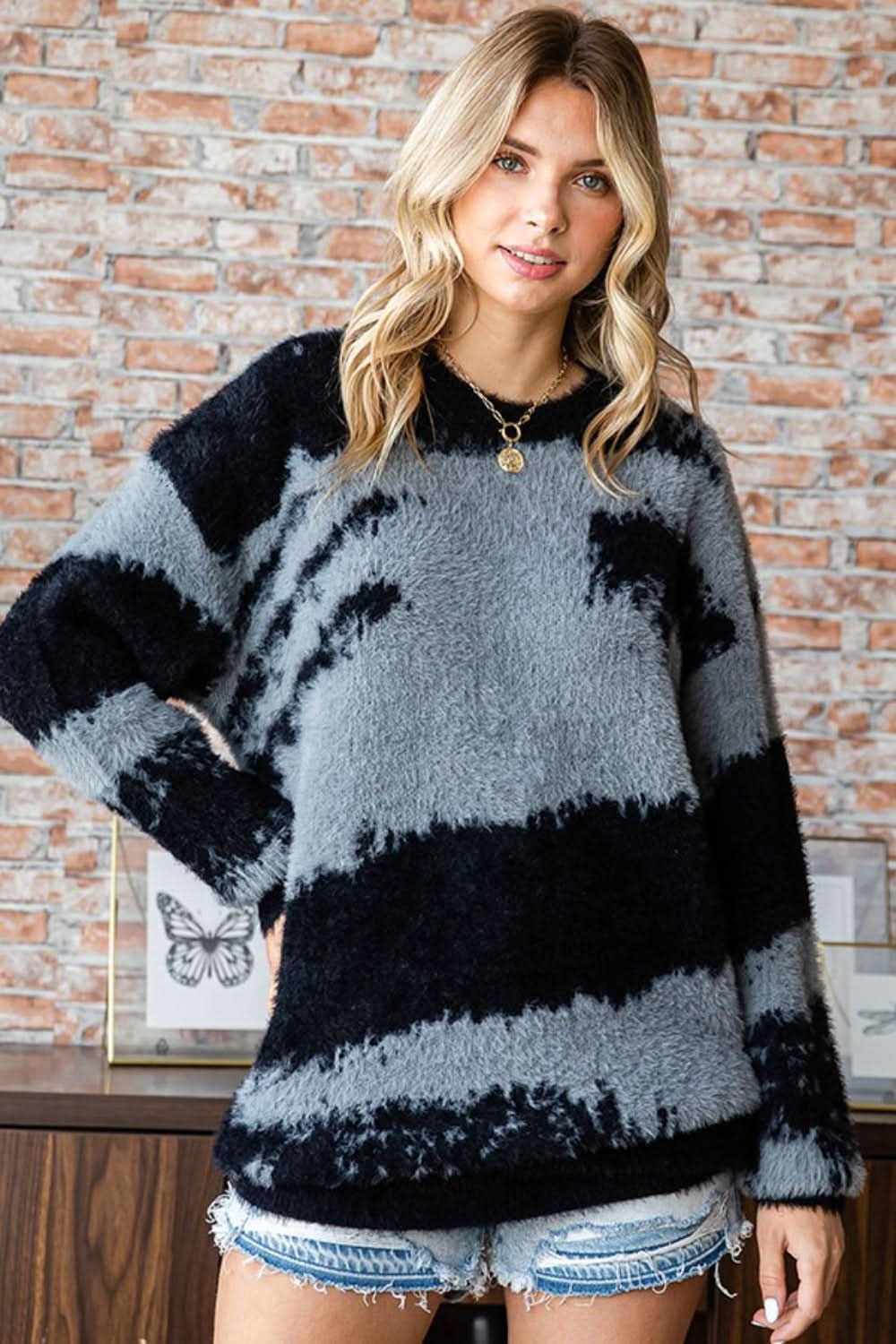 Sweaters Trendsi Feather Yarn Sweater Women's Fall/Winter Cozy Warm Knit Top