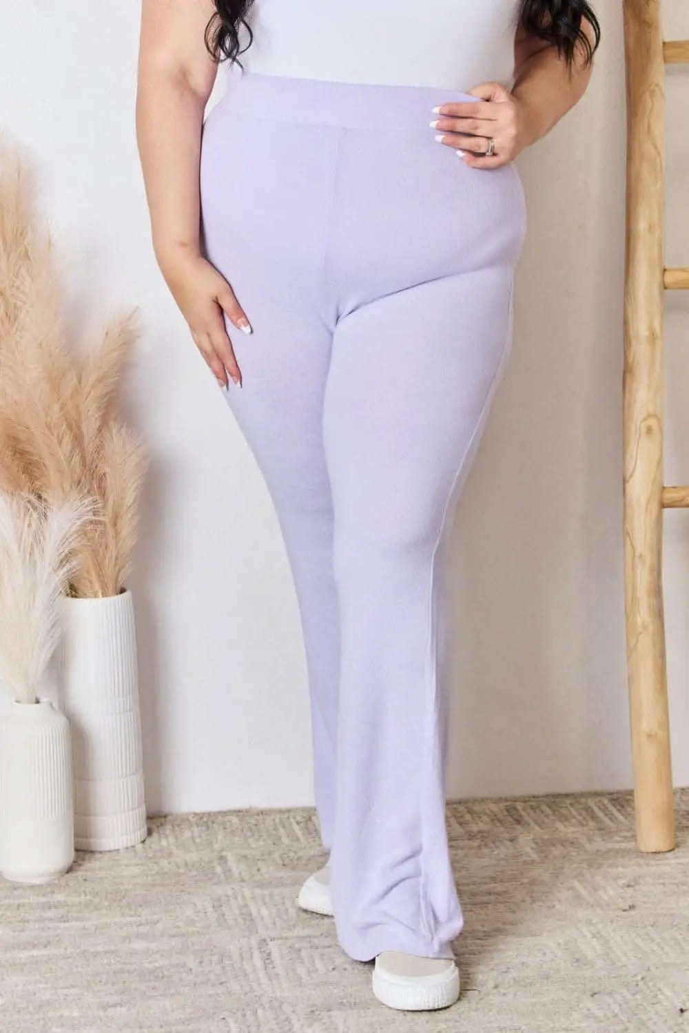 Trendsi High Waist Knit Flare Pants Women's Lounge Sweatpants - Ultra Soft