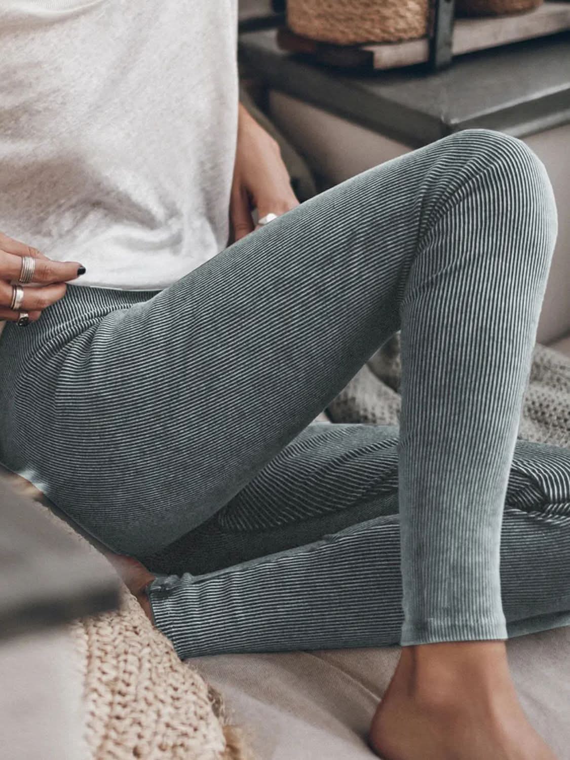 Trendsi Ribbed Leggings Women's Everyday Wear Basic Chic Cotton Blend