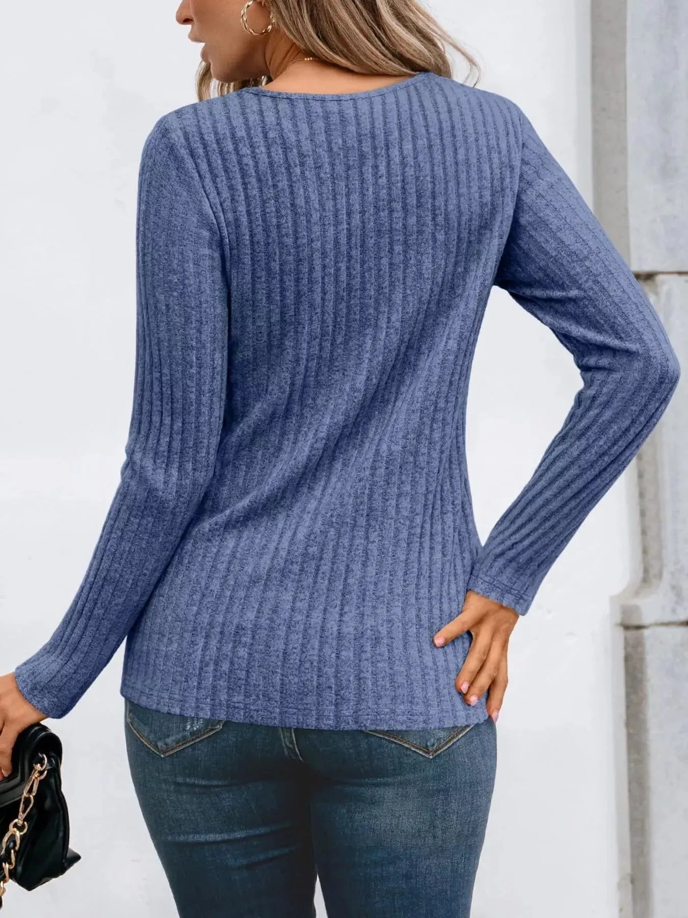 Ribbed Long Sleeve T Shirt