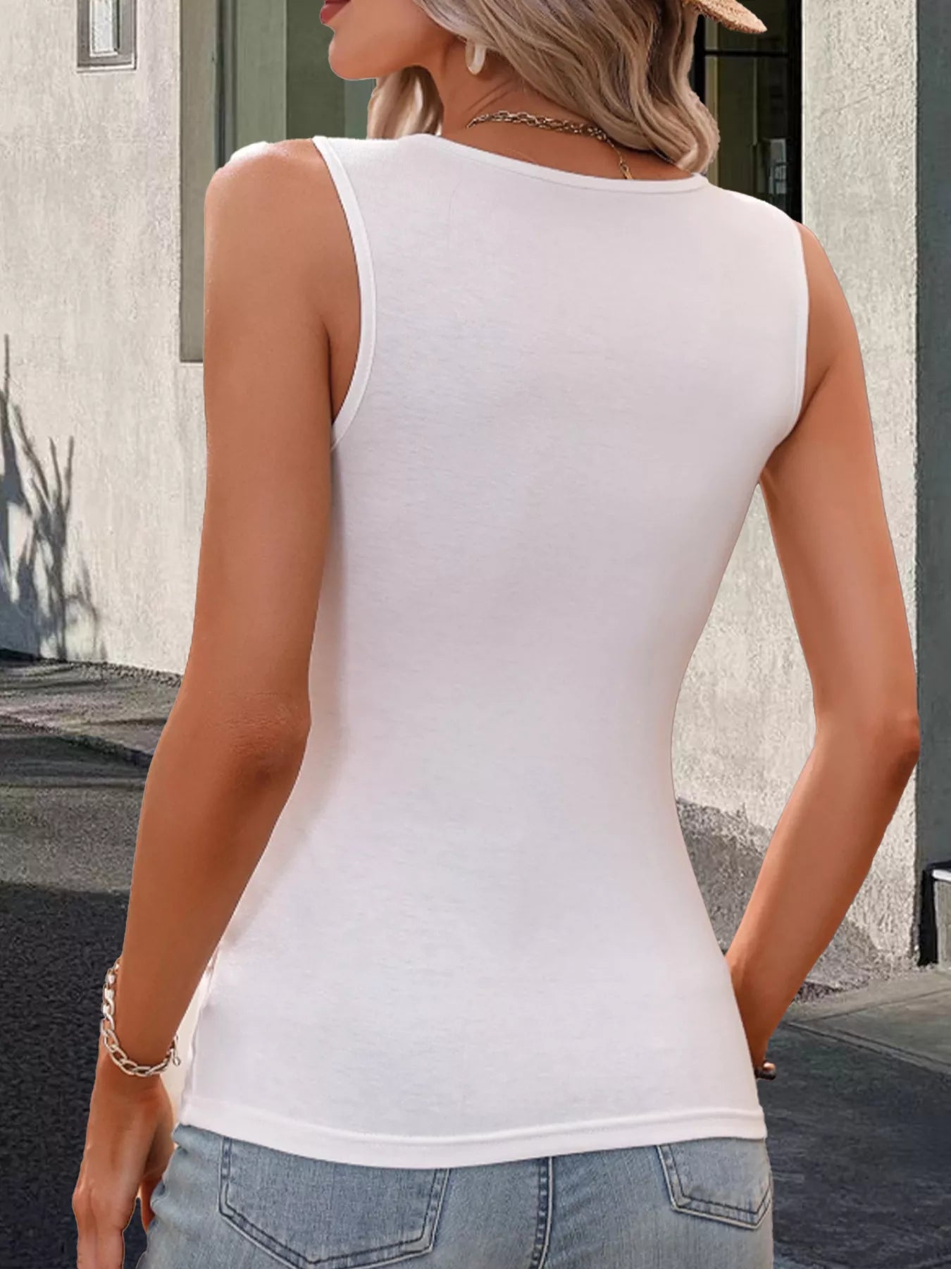 Surplice Button Decor Womens Tank Top