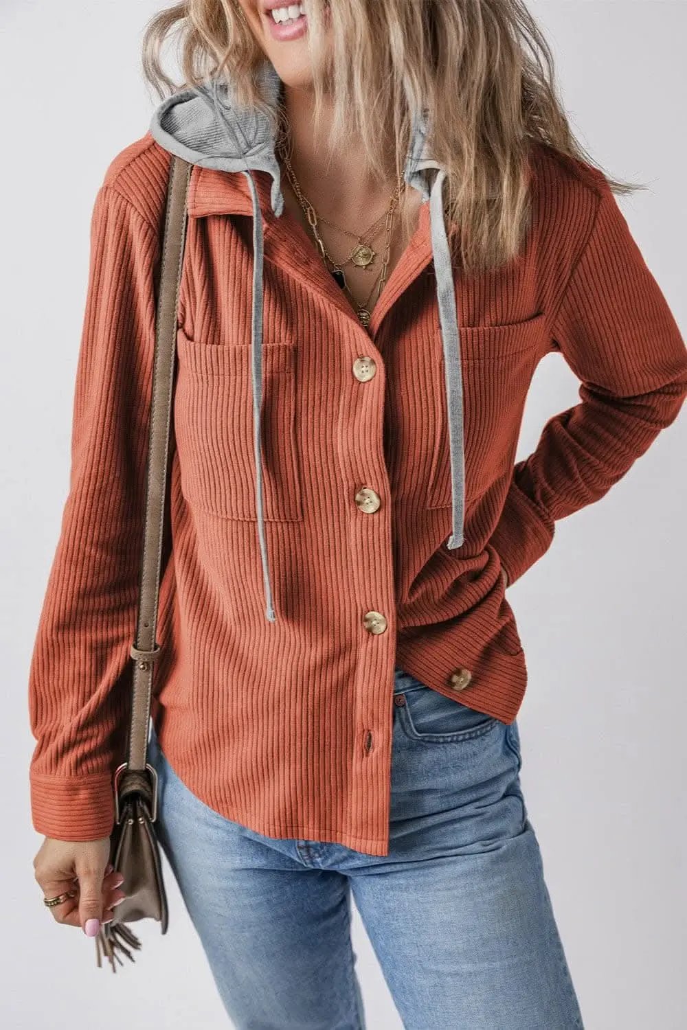 Jackets Trendsi Hooded drawstring jacket with pockets