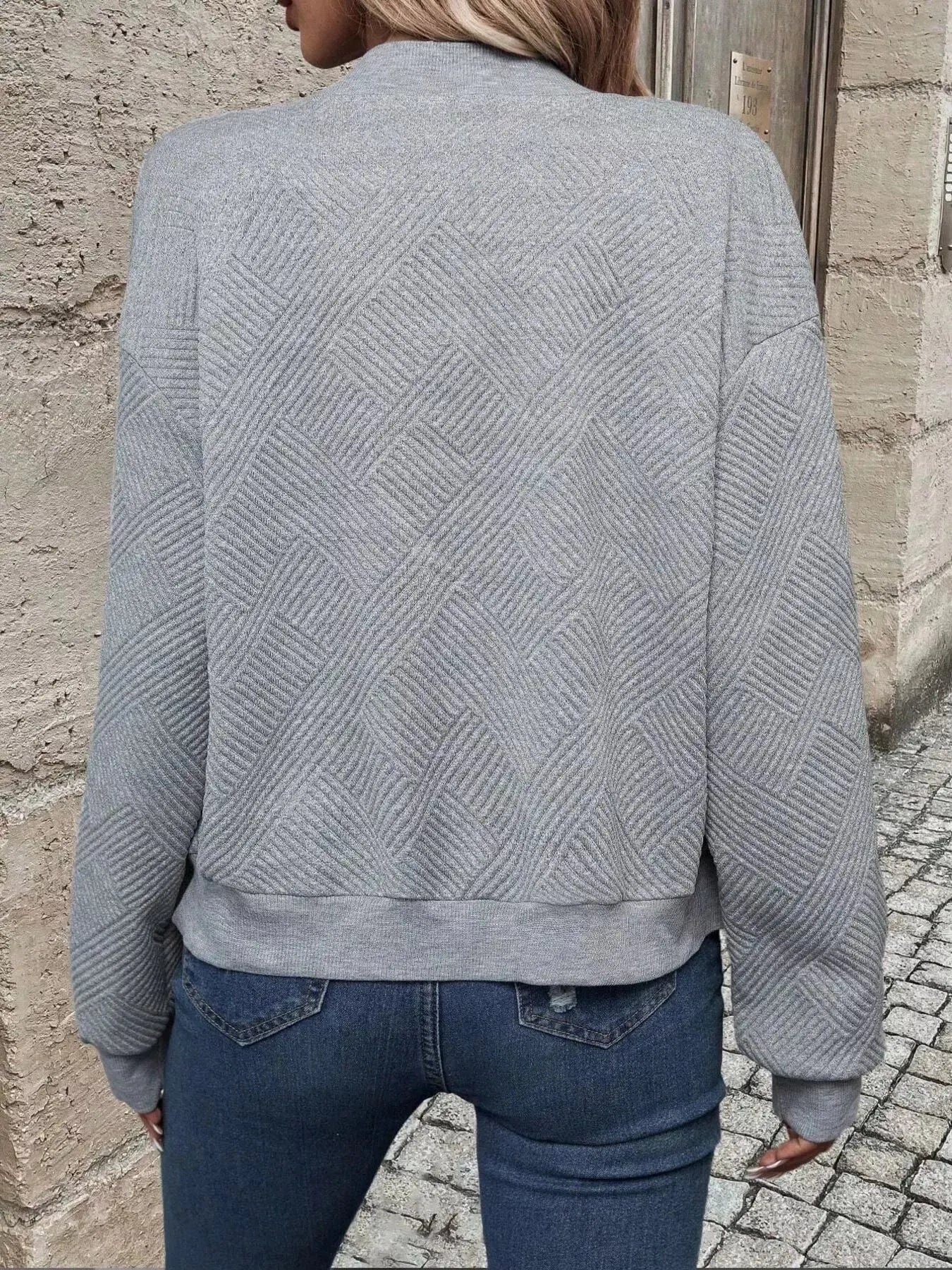 Texture Zip Up Bomber Jacket