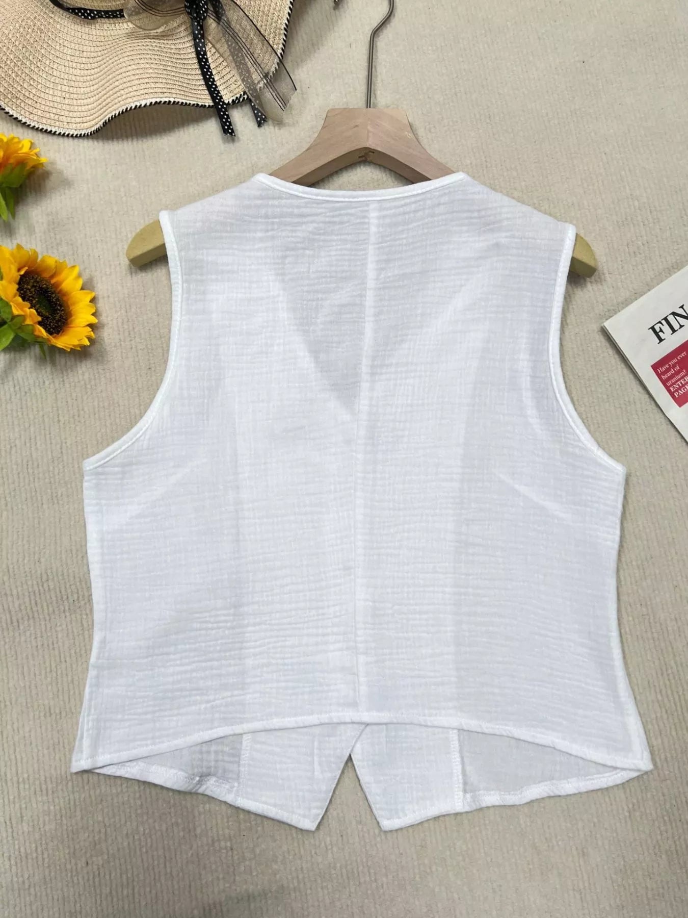 Textured Button Up Vest