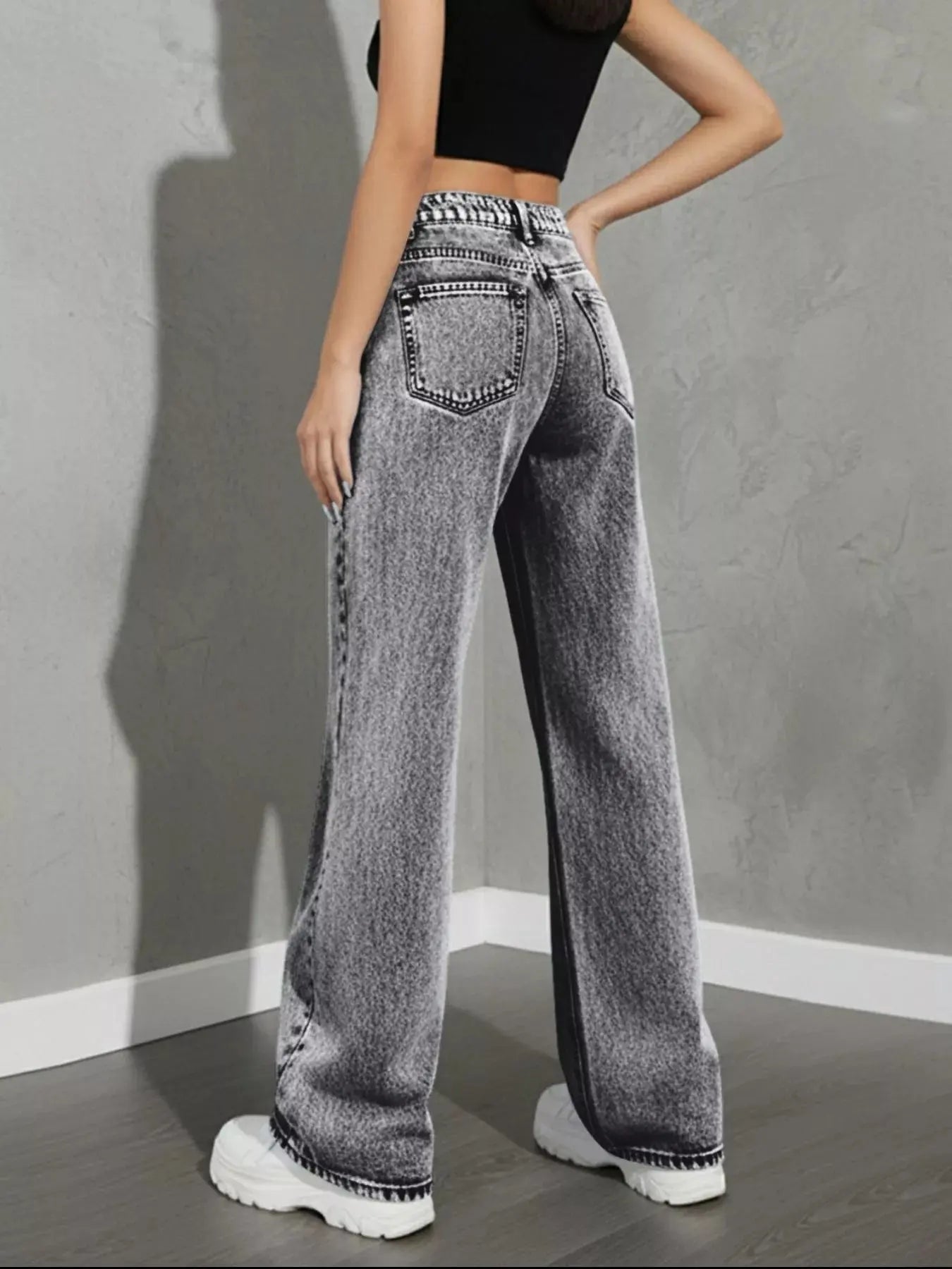 High Waist Wide Leg Denim Jeans