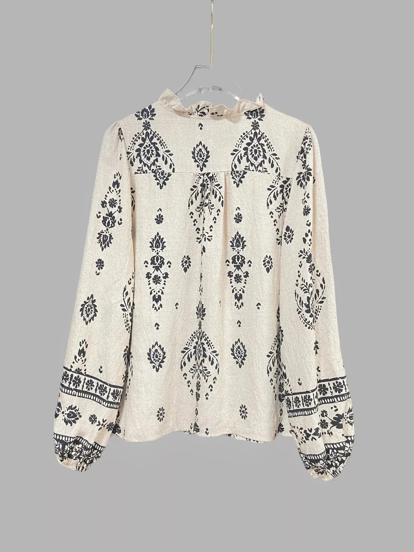 Printed Long Sleeve Boho Blouse