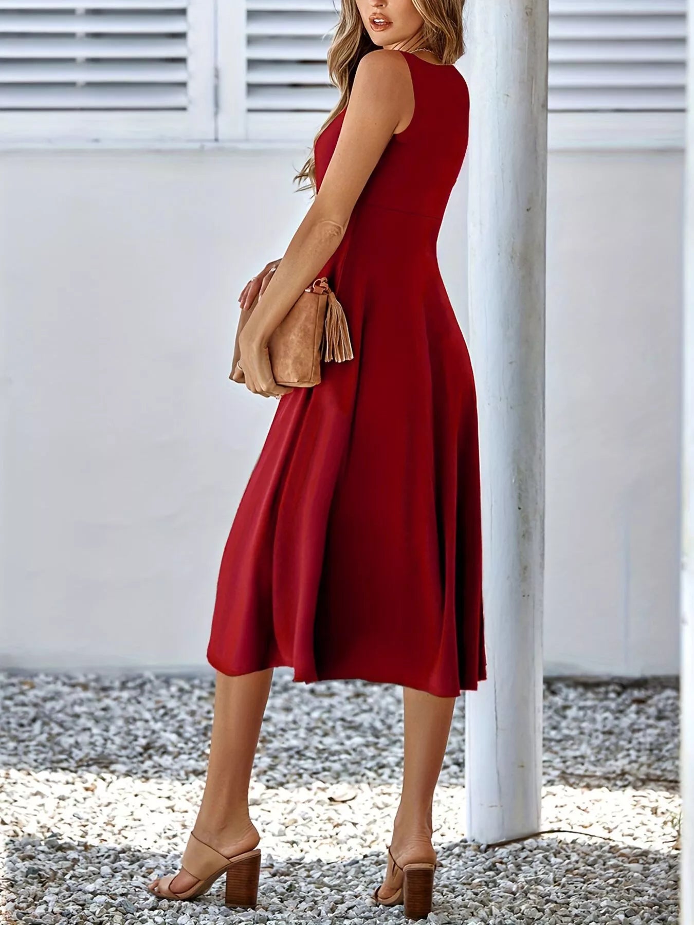 Sleeveless A Line Midi Dress