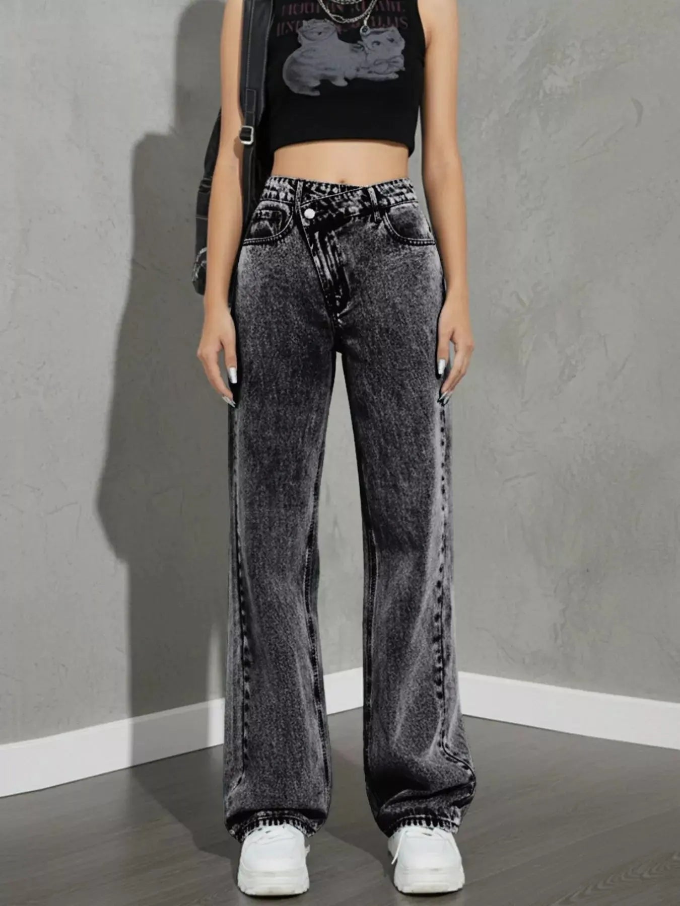 High Waist Wide Leg Denim Jeans
