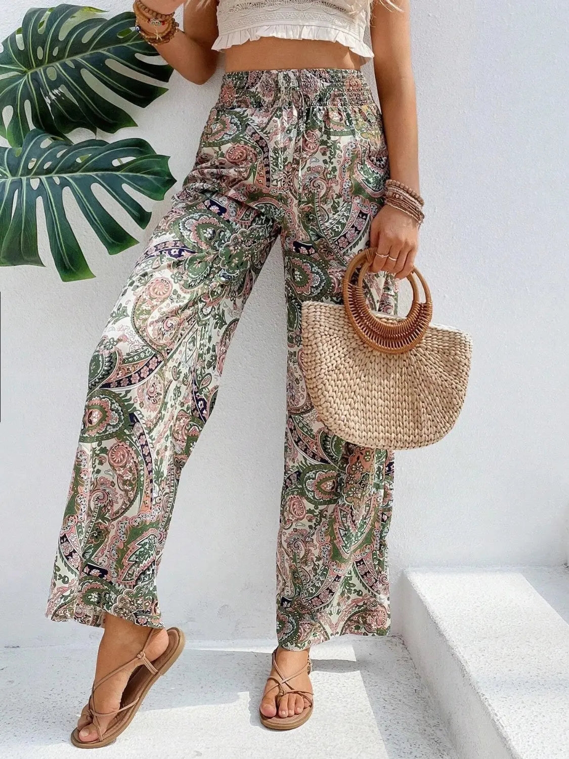 Boho Paisley Printed Wide Leg Pants