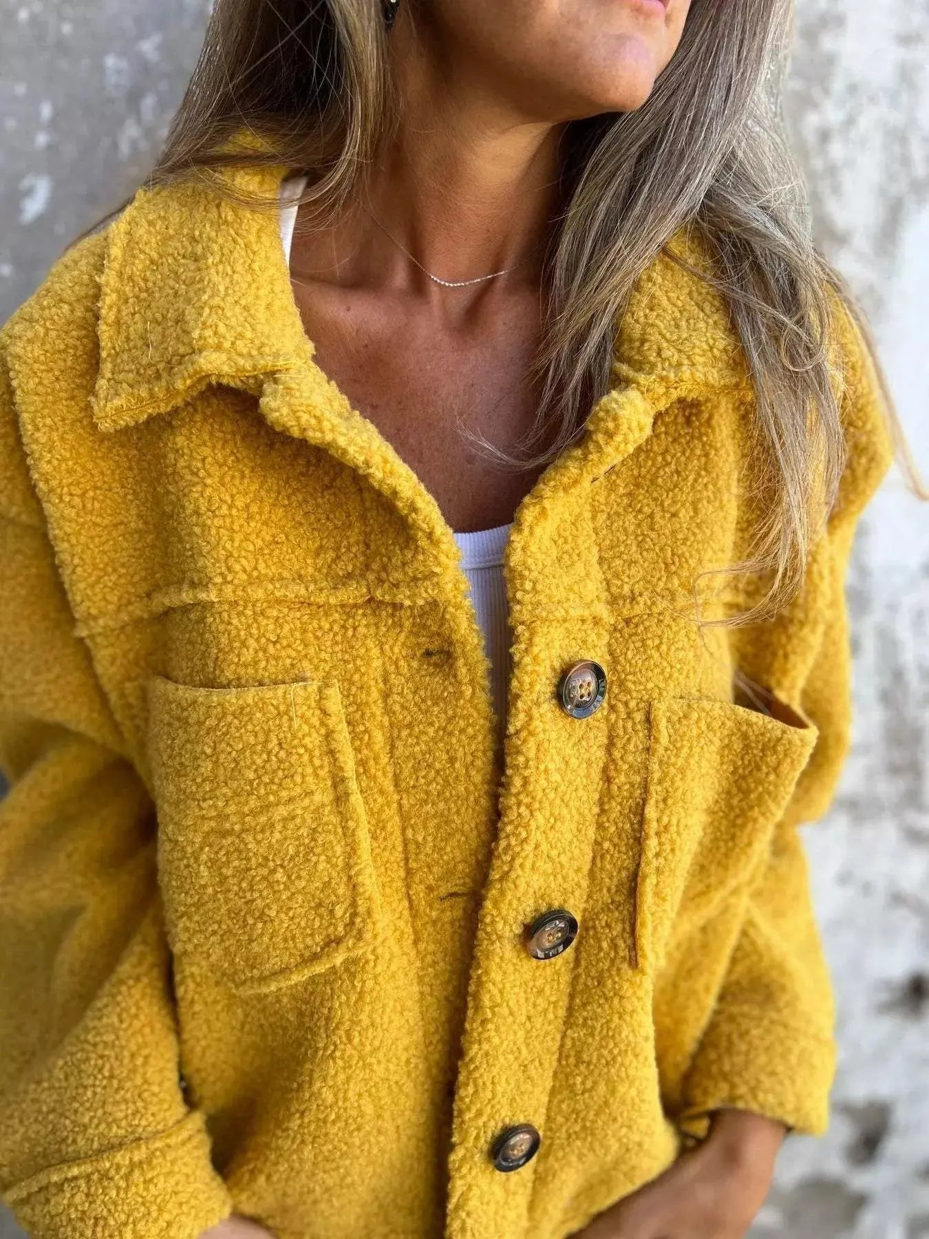 Plus Size Single-Breasted Sherpa Shacket