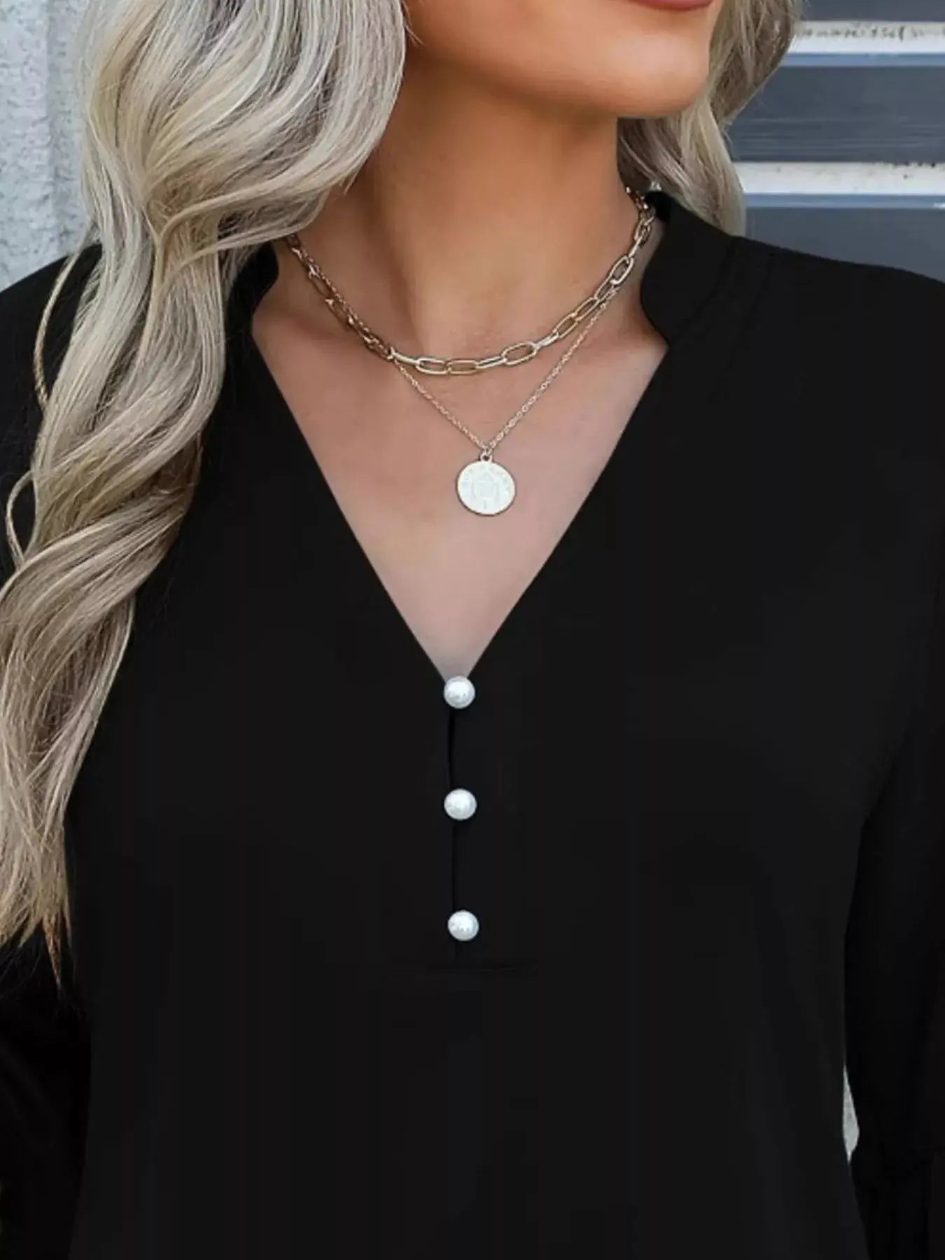 Full Size Notched Flounce Sleeve Blouse