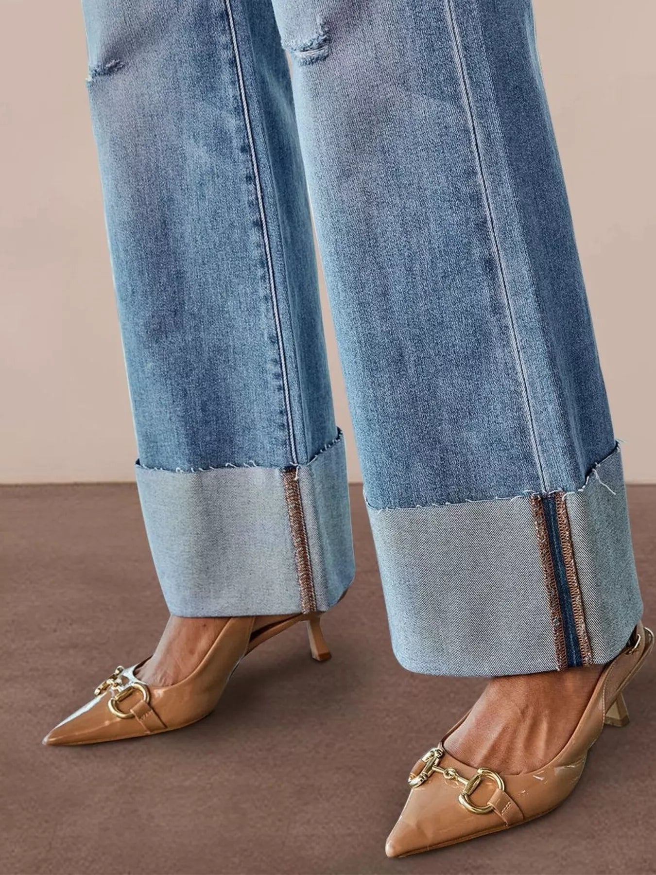 Distressed High Waisted Flare Jeans
