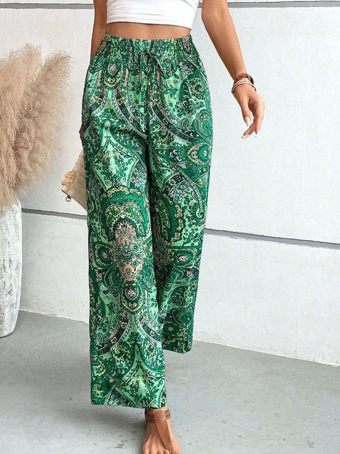 Boho Paisley Printed Wide Leg Pants