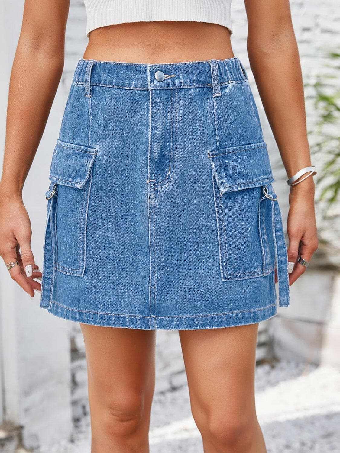 Jeans & Denim Trendsi Premium Chic denim skirt with pockets