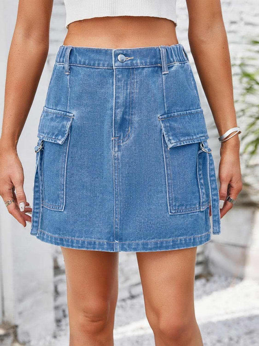 Jeans & Denim Trendsi Premium Chic denim skirt with pockets