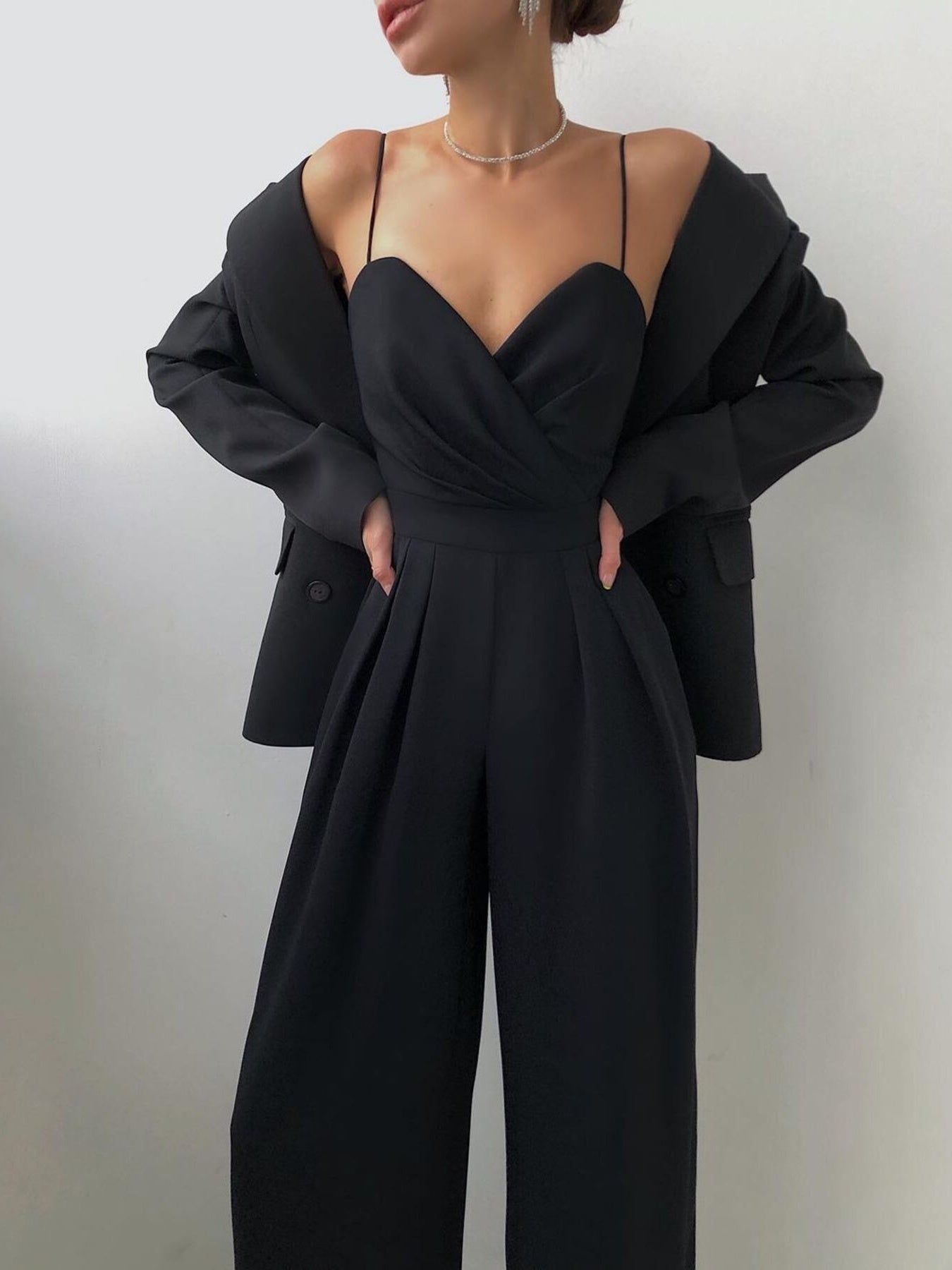 Full Size Spaghetti Strap Wide Leg Jumpsuit