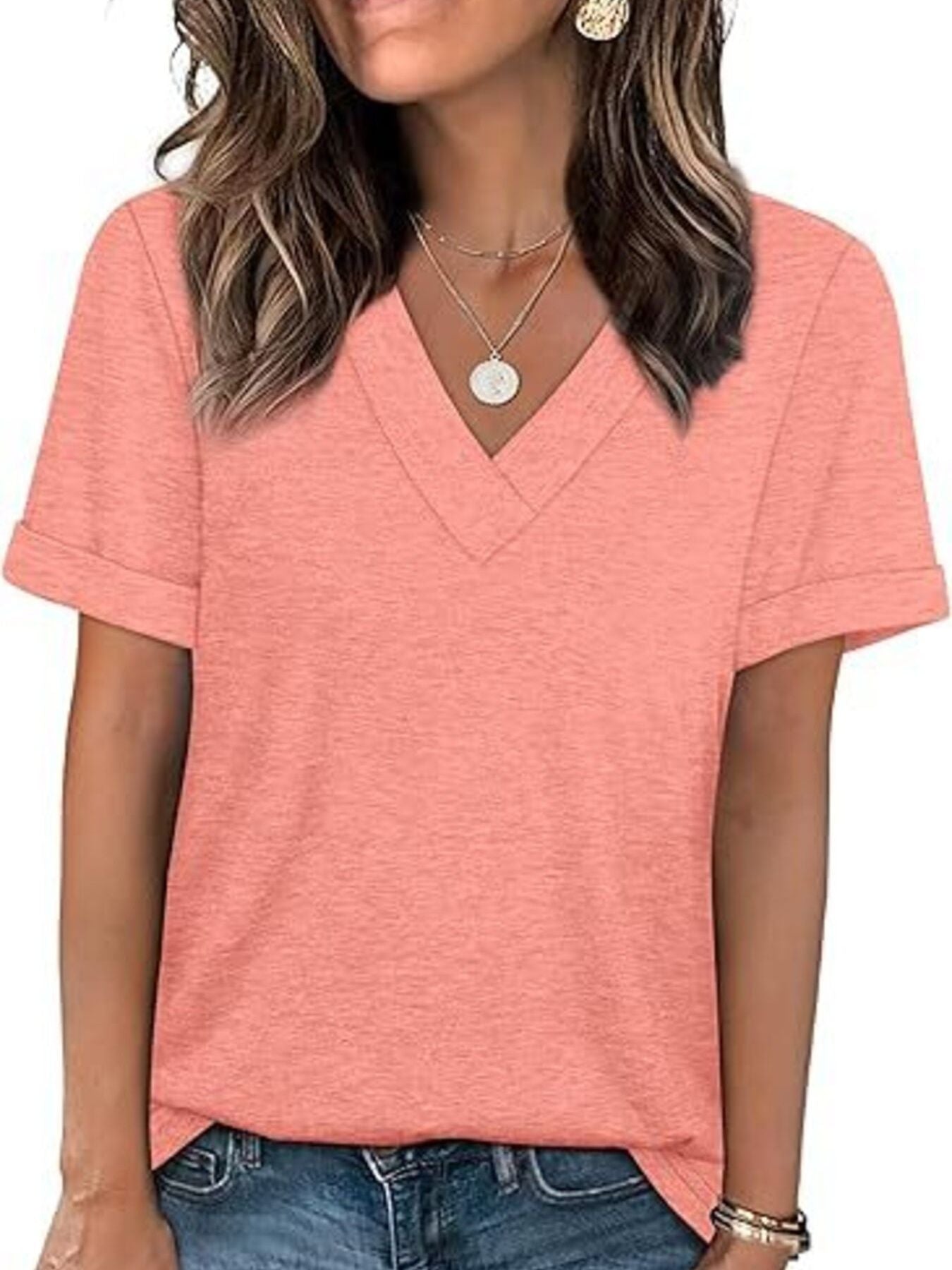 Casual V Neck Short Sleeve T Shirt